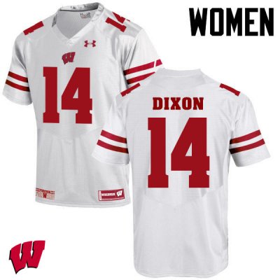 Women's Wisconsin Badgers NCAA #14 D'Cota Dixon White Authentic Under Armour Stitched College Football Jersey HM31N82YR